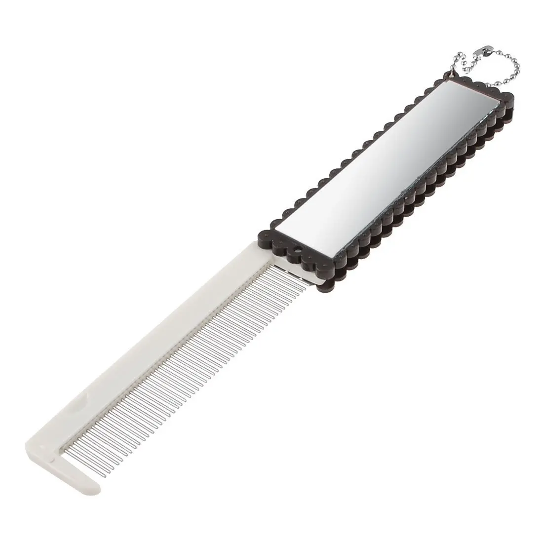 

Chocolate Color Offwhite Plastic Hairdressing Travel Folding Comb with Mirror