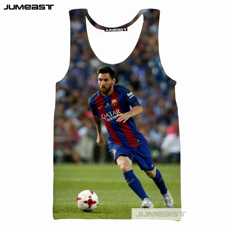 Jumeast бренд моды 3d печатных Lionel Messi мужские/женские топы супер Футбол Звезда Унисекс Без Рукавов Рубашка гусарский жилет