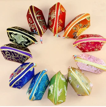 

10 pcs 11x6cm Mini Cute Shell Zipper Silk Coin Purse Women Wallet Colorful Jewelry Storage Pouch