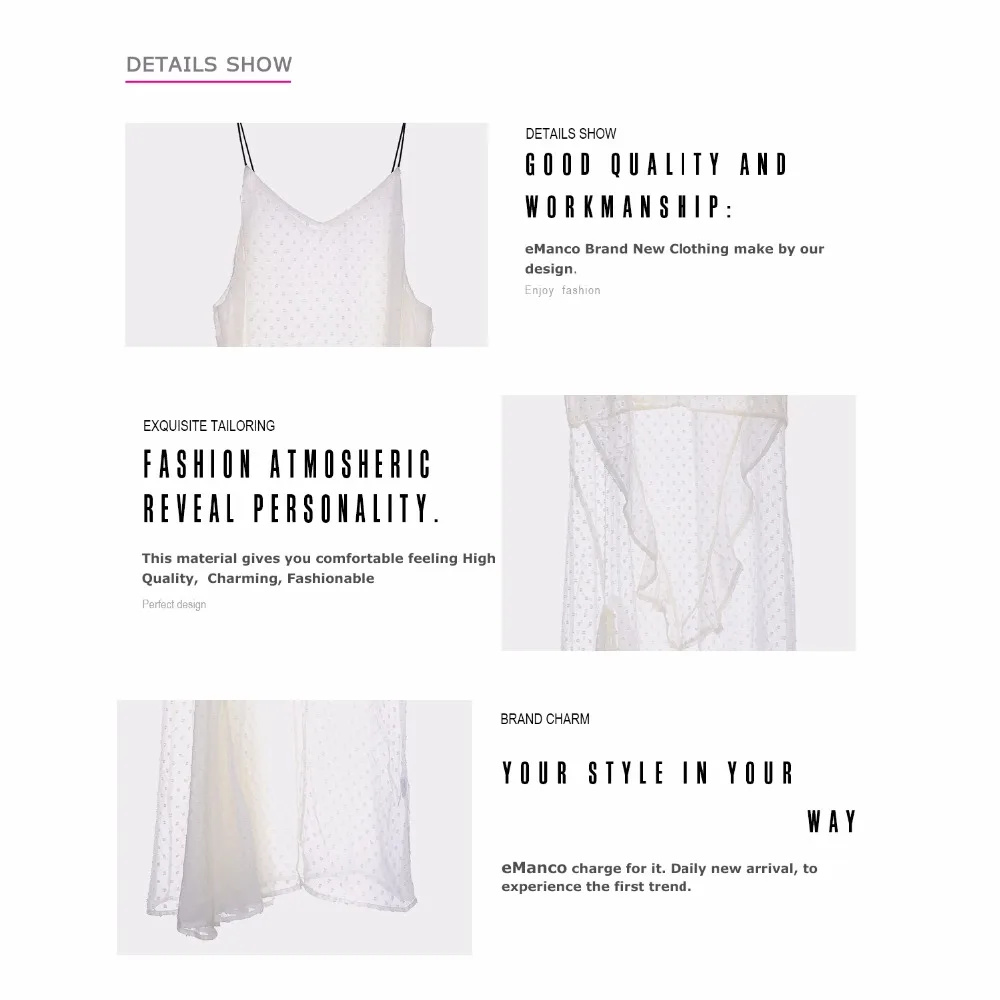 e-Manco Ruffle Casual Elegant Party Sexy White dress Slim Spaghetti Strap Solid color Novelty Sleeveless Club Dress female