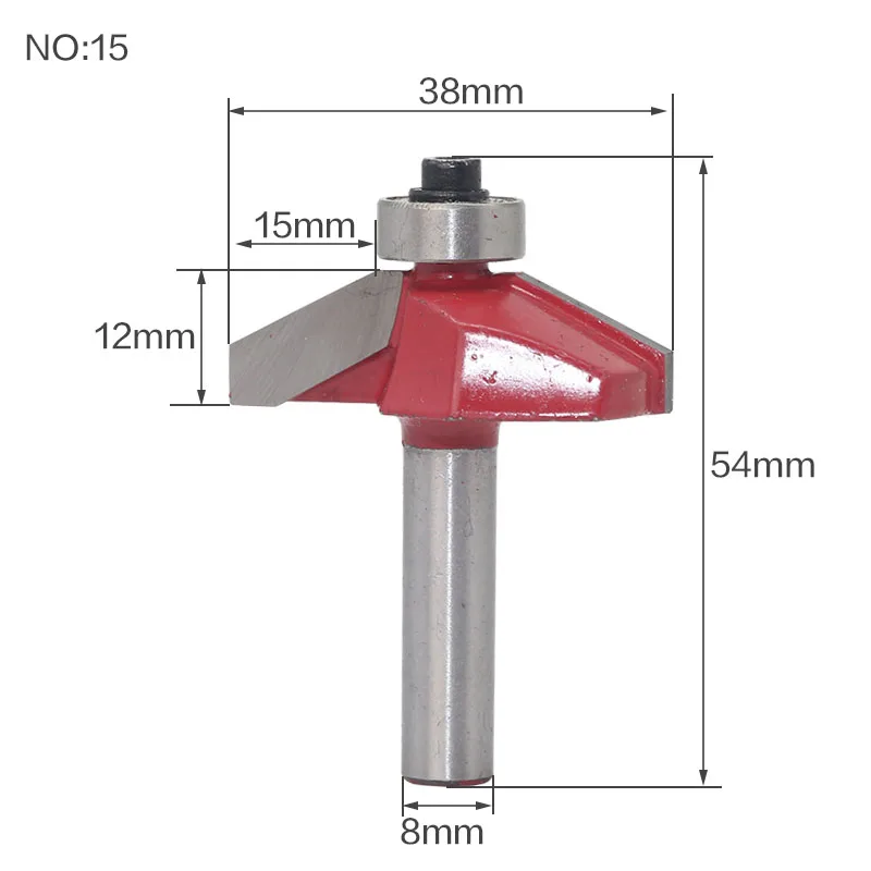 1/" Традиционная Ogee кромкоформовочная фреза Бит-8" хвостовик деревообрабатывающий нож линия - Длина режущей кромки: NO15