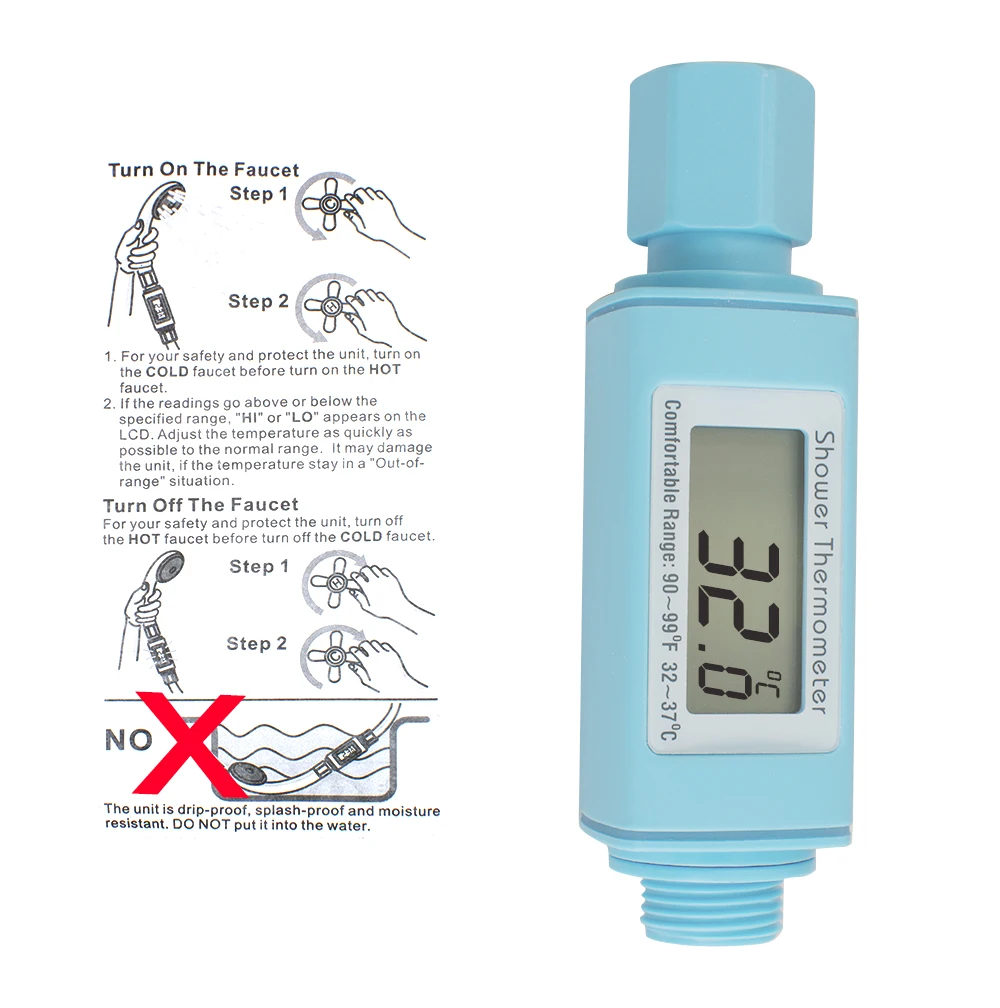 

Hot Sale Waterproof Digital Shower Head Water Thermometer Blue