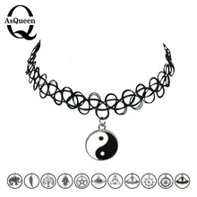 12 estilos gargantilhas de tatuagem, colar moda yin yang, cruz da árvore da vida, joias femininas, presente de natal
