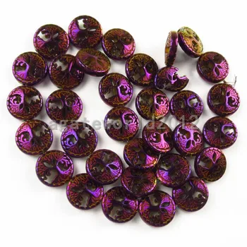 

(Free Shipping) 1Strand 12x4mm Carved Purple Hematite Life Of Tree Loose Bead 15.5 inch 2019321CJ044