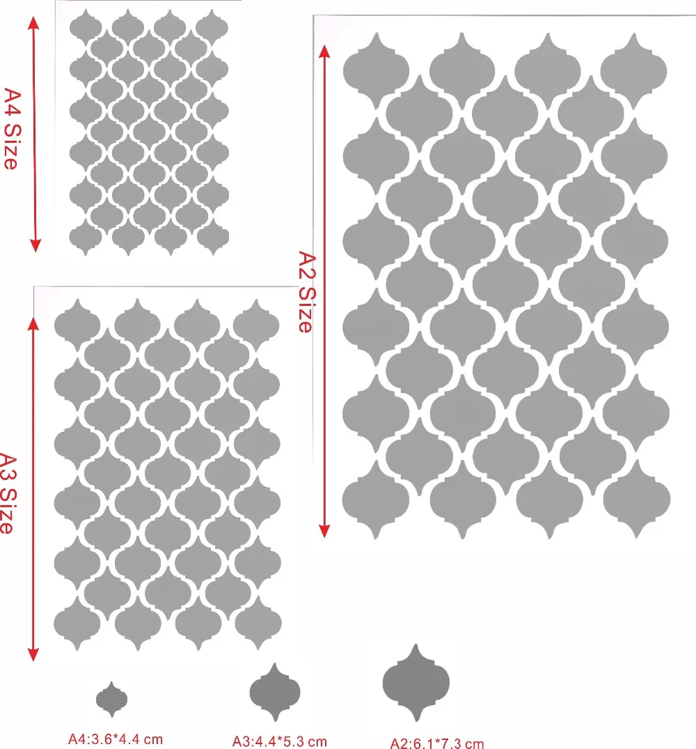 a4 a3 a2 size moroccan stencils for wall painting diy scrapbooking