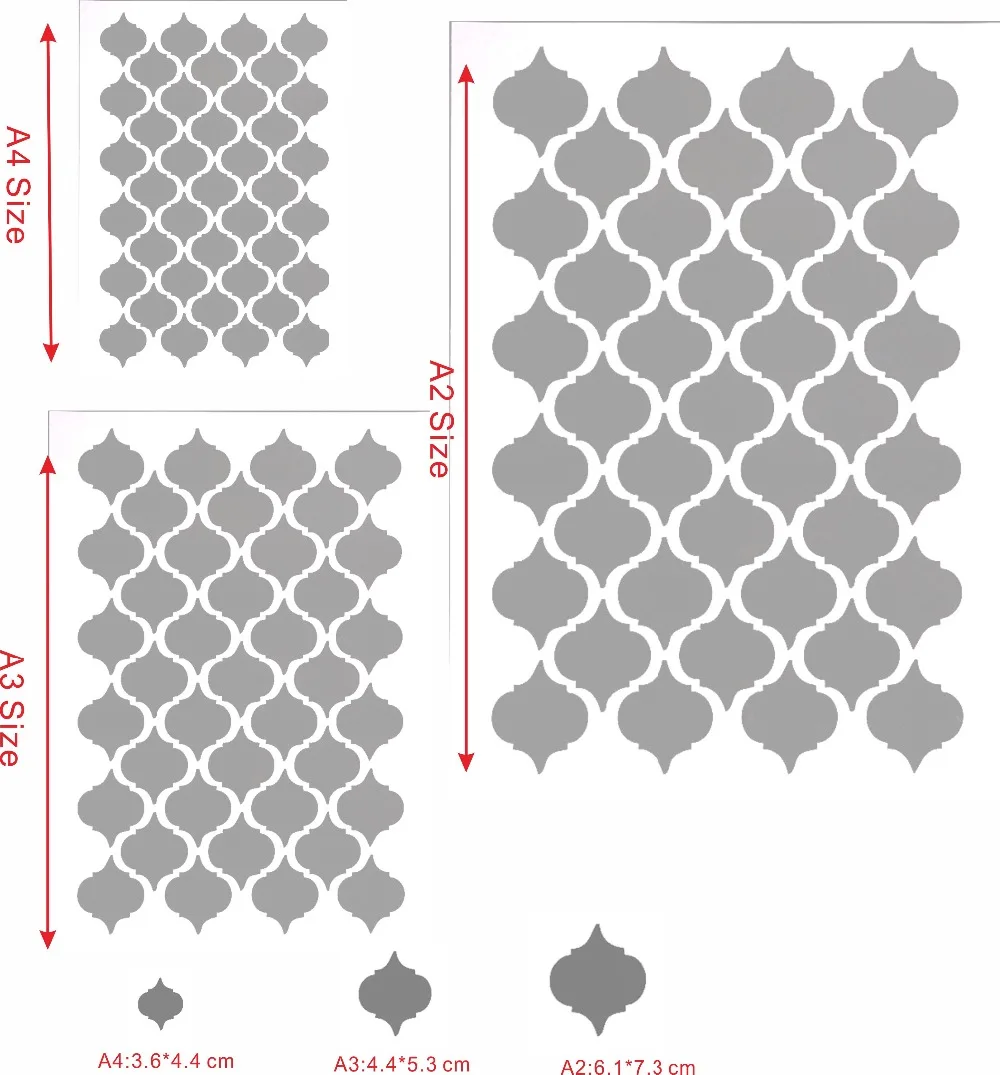 A4 A3 A2 Размеры Moroccan Трафареты для настенной живописи DIY Скрапбукинг альбом Бумага изготовление карточек декоративное тиснение шаблон