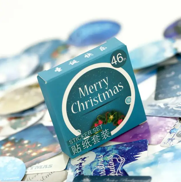 Christmas & holiday assorted circle and oval labels 46 Pcs/pack New Merry Christmas Label Stickers Set Decorative Stationery Scrapbooking DIY Diary