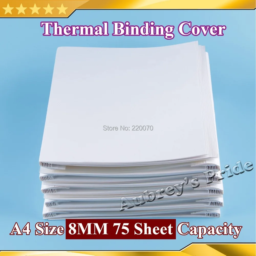

10Pcs A4 Size( 210*297mm) 8MM 75 Sheets Capacity 70g Pages Bind Notebook Cover for Hot Glue Thermal Binding