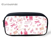 ELVISWORDS Floral Crane Printed Pencil Bags Adorable Women Cosmetic Bags Children Girls Boys Stationery School Supplies veevanv fortnite battle royale prints boys pencil bags children school stationery purse teenage office supplies organizer wallet