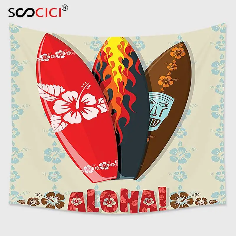 Cutom Tapestry Wall Hanging,Hawaiian Gifts Aloha Hawaii Surfboards Tiki