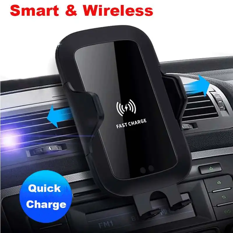 10W Wireless Car Charger S5 Automatic Clamping Fast Charging Phone Holder Mount in Car for iPhone xr Huawei Samsung Smart Phone