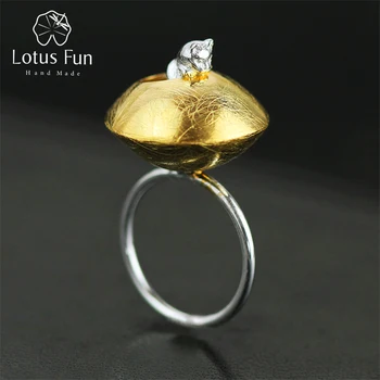 

Lotus Fun Real 925 Sterling Silver Natural Handmade Creative Designer Fine Jewelry Adjustable Cat's Life Female Rings Bijoux