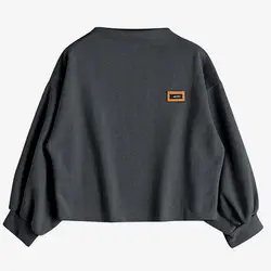 Slashe воротник Croped короткие для женщин свитер рубашки для мальчиков осень 2019 г. рукав "летучая мышь" однотонные женские пуловеры оверсайз
