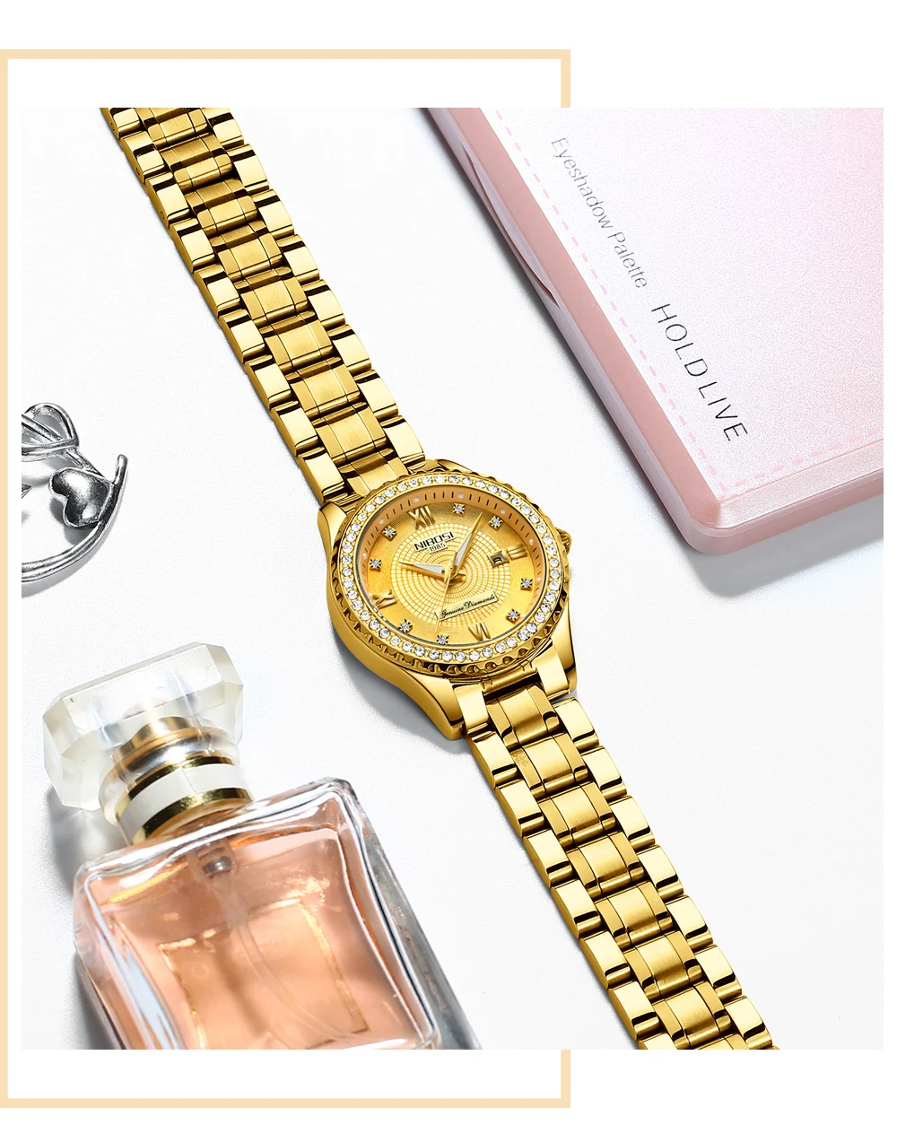 Relogio Feminino NIBOSI  Brand Luxury Women Watches Waterproof Lady Watches 2018 With Crystal Quartz Watches Women Gold  Clock   (10)