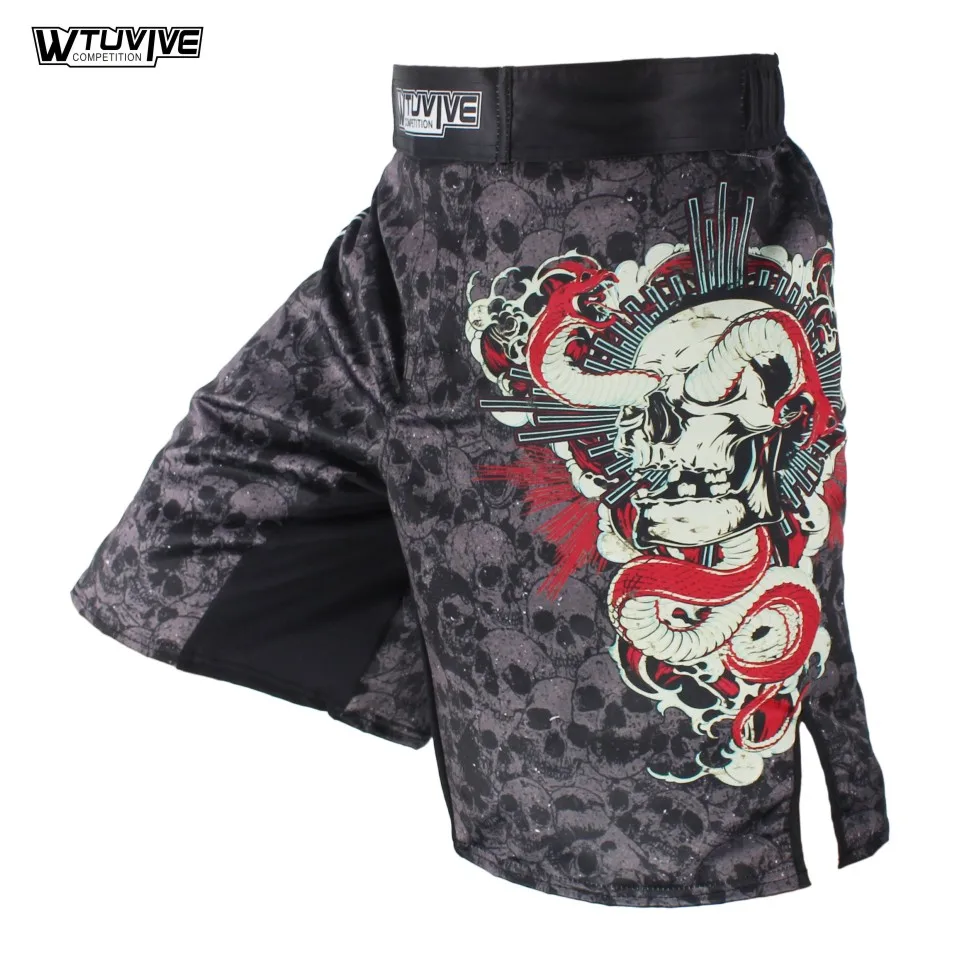 Buy WTUVIVE Gray skull fierce fighting Fitness elastic waist pants boxing
