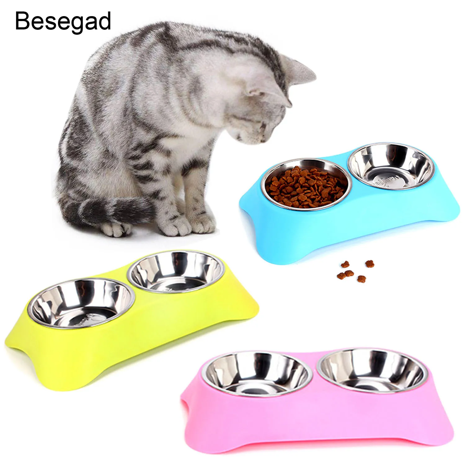 Behogar Besegad кормушка для собак кошек домашних животных нескользящая нержавеющая