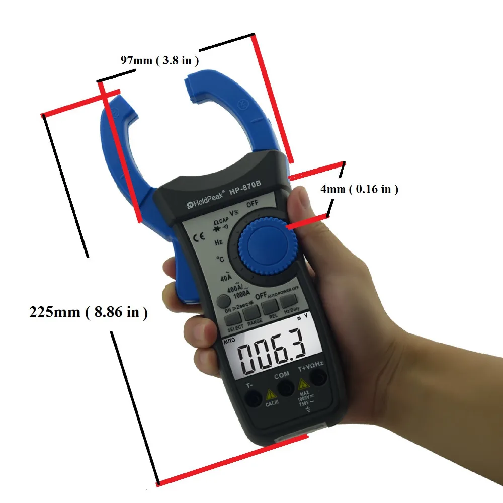 HoldPeak HP-870B rango automático DC AC Digital Clamp Meter multímetro Pinza Amperimetrica Amperimetro retroiluminación apagado automático HoldPeak HP-870B rango automático DC AC Digital Clamp Meter multímetro Pinza Amperimetrica Amperimetro retroiluminación apagado automático