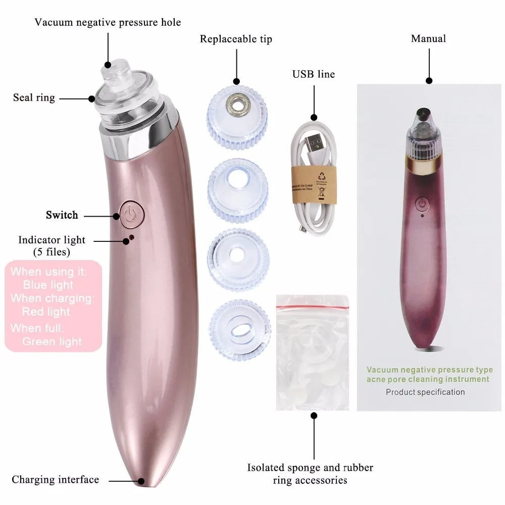 Máquina de Sucção a Vácuo Dispositivo de Massagem Removedor de Pele Morta da Pele Facial Elétrica Utiliza Pore Cleaner Cravo Acne Massagem Limpo 27 High Quality Beleza e saúde