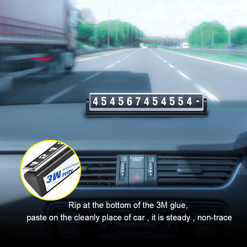 

Rylybons Temporary Car Parking Card Rotatable Night Luminous 3M Glue Phone Number Card Car Styling Telephone Number Card Sticker
