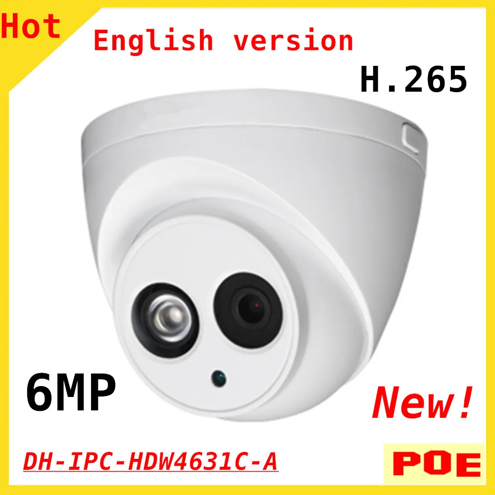 

English 6MP DH H.265 IP Camera IPC-HDW4631C-A IR 30M Built-in Microphone POE Camera CCTV IP Dome Camera