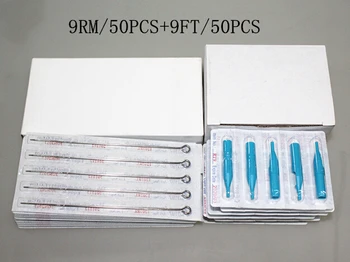 

YILONG (9RM+9FT) 50 PCS Disposable Sterile Tattoo Needle+50PCS Blue Disposable Tattoo tips Free shipping tattoo needle product