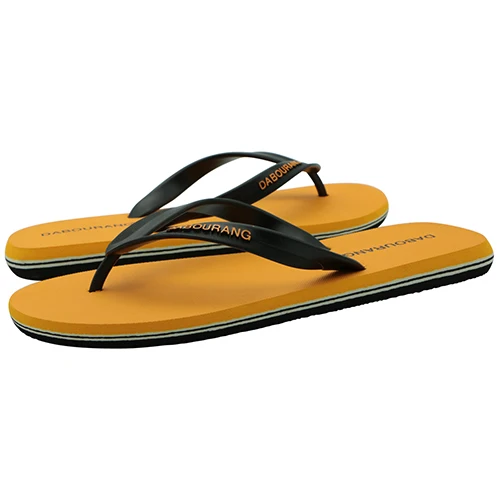 Летние модные мужские вьетнамки; повседневные шлепанцы; сандалии на плоской подошве; Мужские Пляжные шлепанцы; большие размеры 39-44 - Цвет: Цвет: желтый