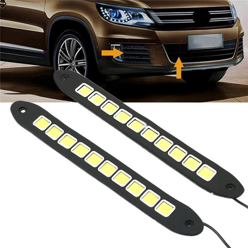 

2Pcs Strip Shape COB Bendable DRL LED Daytime Running Light COB Lights Flexible LED Car Driving Lamp Waterproof White 12V
