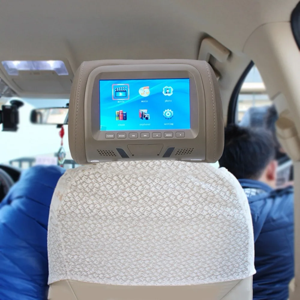 7 Inci Layar Mobil Headrest Monitor Multimedia Player Mobil Bantal