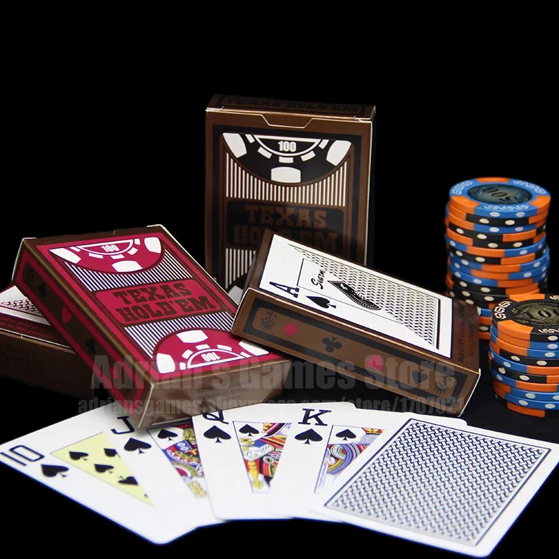 Texas Holdem карты для покера из ПВХ пластиковые игральные карты Широкий Размер 88*63 мм большой номер колода Texas Hold'em Poker карты