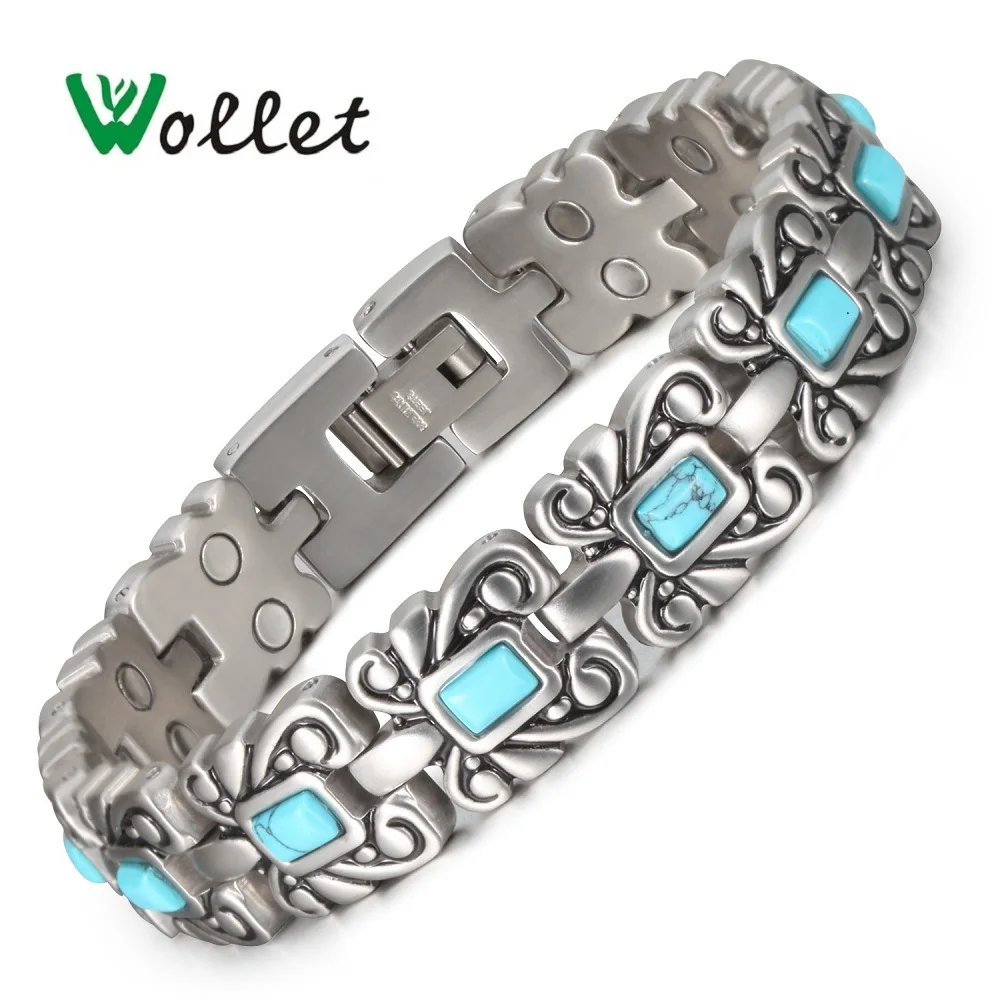 

Wollet Jewelry Turkish Stone Magnetic Bracelet For Men Women Bangle Healing Health Energy Double Row