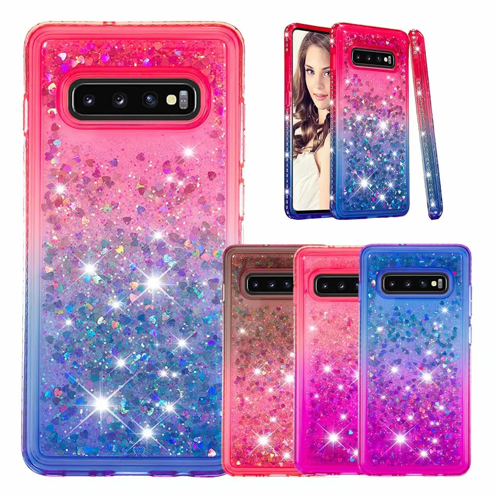 

For Samsung Galaxy S10 Plus Case Soft Silicone Liquid Quicksand Bling Glitter Diamonds Back Cover for samsung s10e s10+ s10plus
