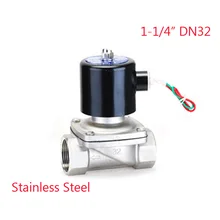 Электрический электромагнитный клапан Вода Воздух N/C 2 способ 1-1/" AC 220 V 2W320-32 Нержавеющая сталь тела DC12V 24 V AC110V 220 V водяной клапан