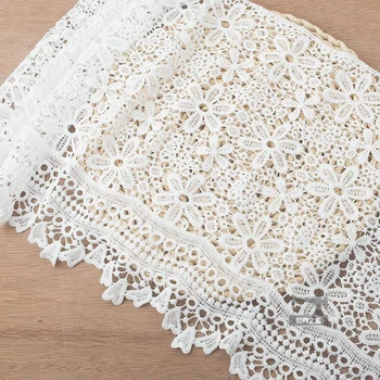 

3Yards Bridal Floral Lace Trimming Embroidered Trim Ribbon Wedding Sewing Edging Milk Water Soluble Lace Fabric YYN709