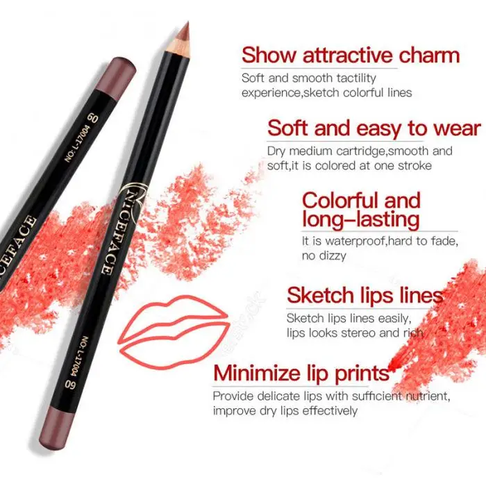 12 Colors Brand Lip Pencils Matte Lipliner Pencil Waterproof Makeup Long Lasting Lip Liner Pencil Set Beauty Makeup Cosmetic