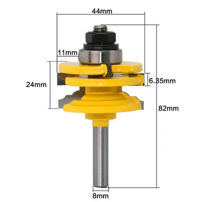 1 шт. 8 мм/12,4 мм хвостовик направляющие для стеклянной двери и Stile Реверсивный маршрутизатор бит дереворежущий инструмент Деревообработка фреза для контурной обработки - Длина режущей кромки: 8mm Shank
