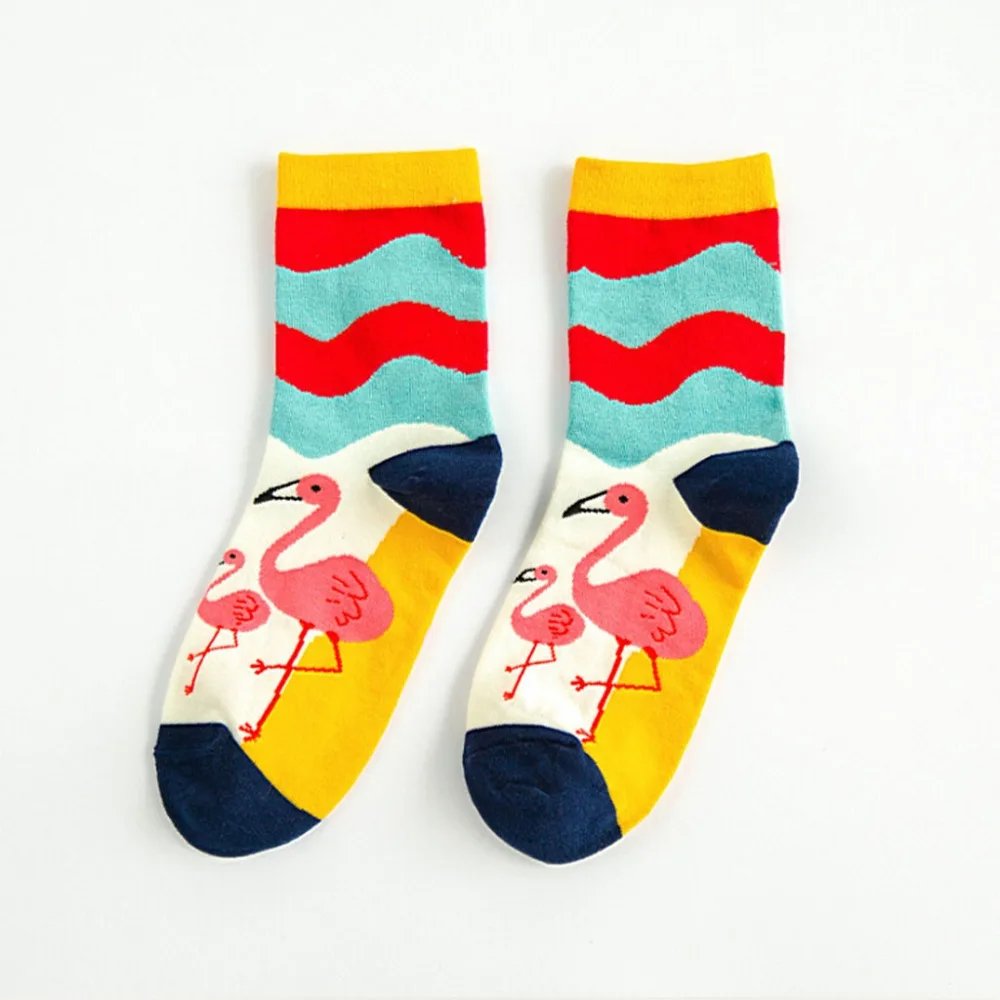 2018 Fashion Harajuku Bird Flamingo Cartoon Animal Socks Female Women Girl In Tube Sox Socks Cylinder Socks