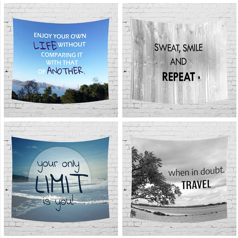 

Beach pattern Tapestry Text Coconut tree Sunset Simple Home Valance Wall hanging fabric Painting Cloth dorm room blanket Curtain