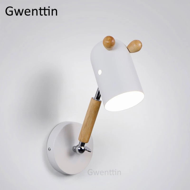 Lâmpadas de Parede para o Quarto das Crianças Madeira Nordic Ferro Cavalo Lâmpada Cabeceira Moderna Led Arandela Luminárias Casa Arte Decoração 6 moderna led arandela luminárias casa arte decoração