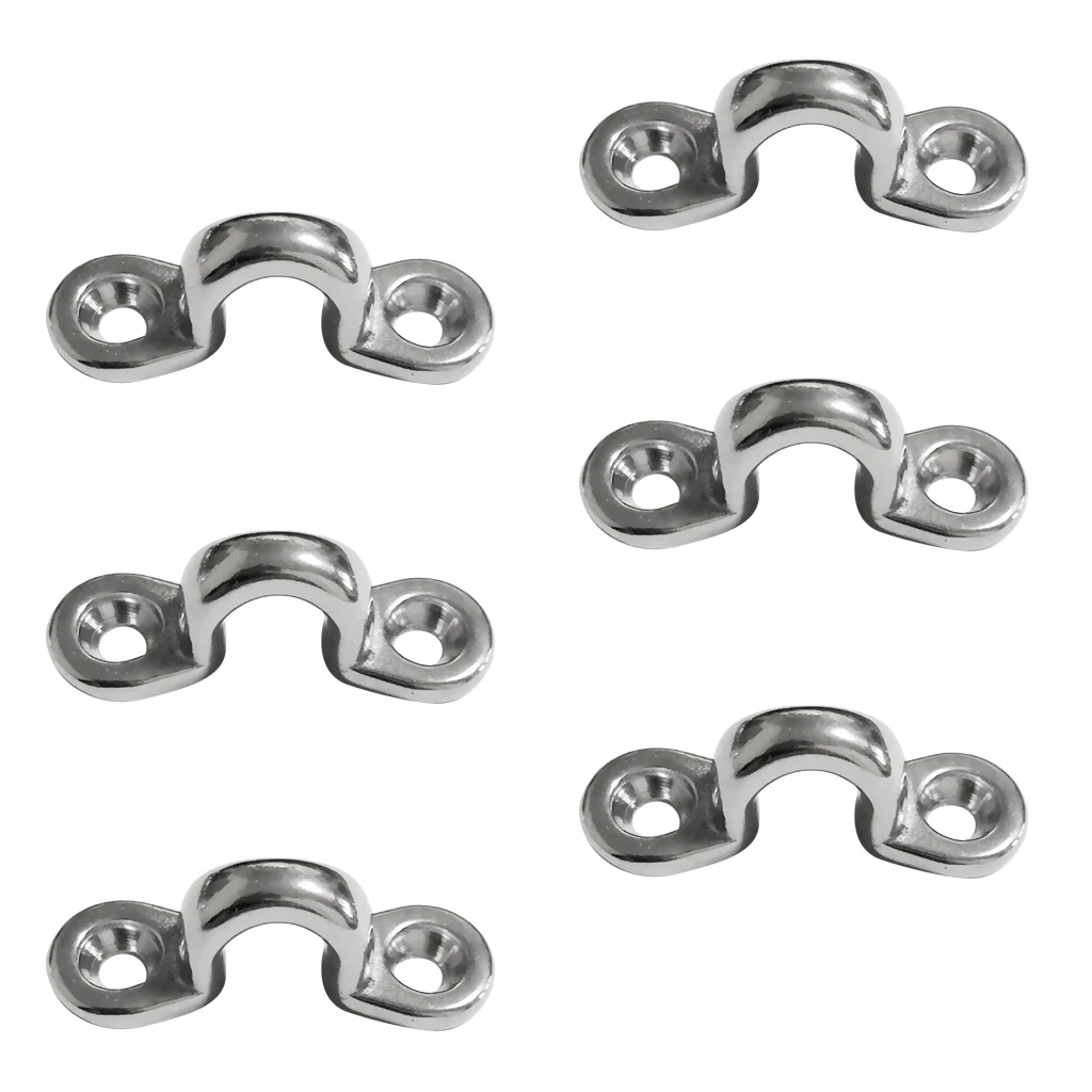 6 Set Marine Pad Eye Marine Kayaking Bimini Top Boat Rigging Loop Stainless Steel Pad Eye Straps