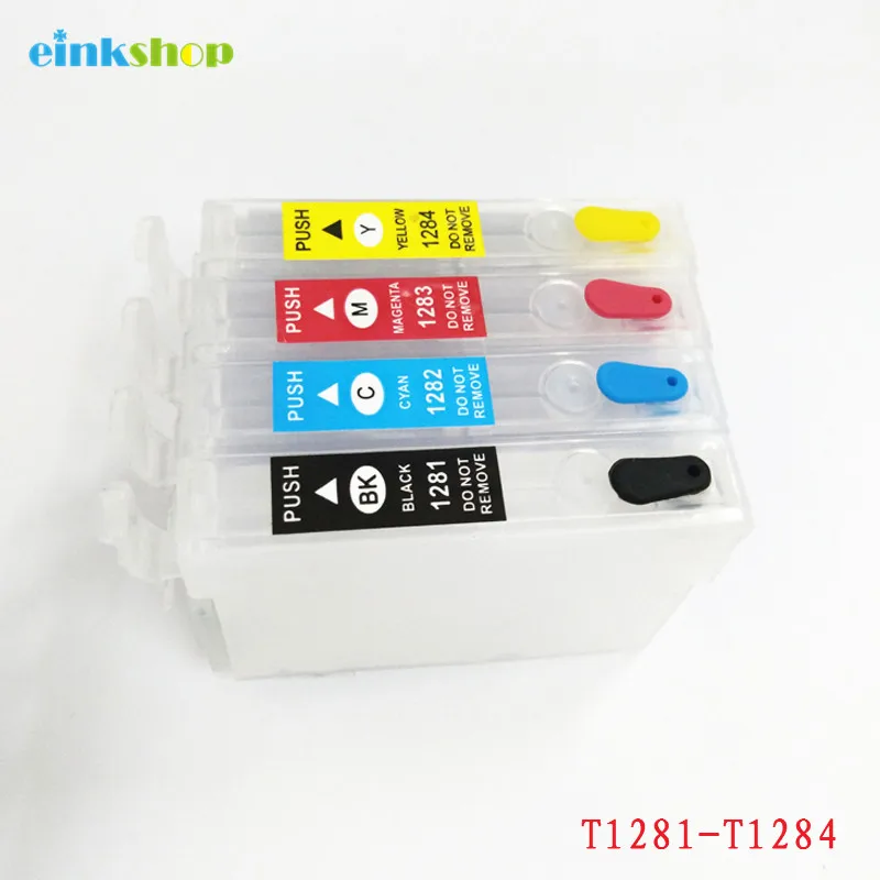 Einkshop T1281 Refillable патрон чернил для принтера Epson T1281-T1284 стилус S22 SX125 SX130 SX235W SX420W SX425W SX435 BX305F - Цвет: Пурпурный