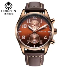 2016 Limited Ochstin Mens Watches Luxury Brand Watch Men Genuine Leather Strap Men’s Quartz Wrist Male Relogio Relojes Clock