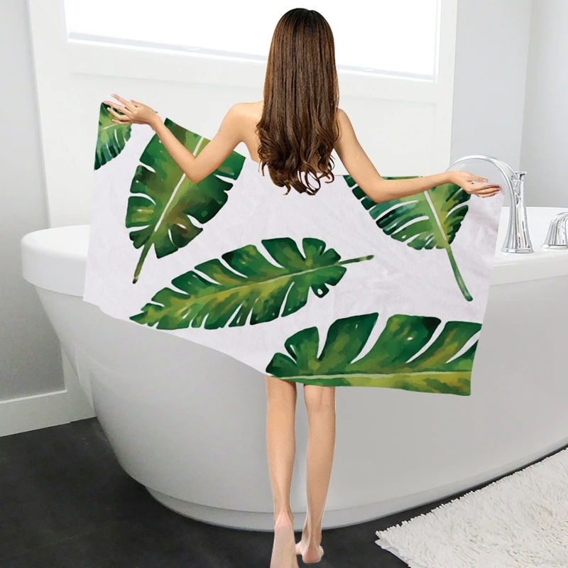 Rectangle Swimming Bath Towel Tropical Plants Pattern Printed Microfiber Swimwear Shower Blanket Beach Towel Picnic Mat YJ0013