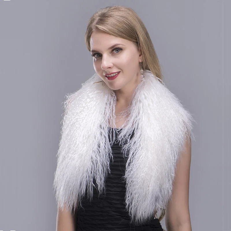 tibet lamb fur scarf white 1