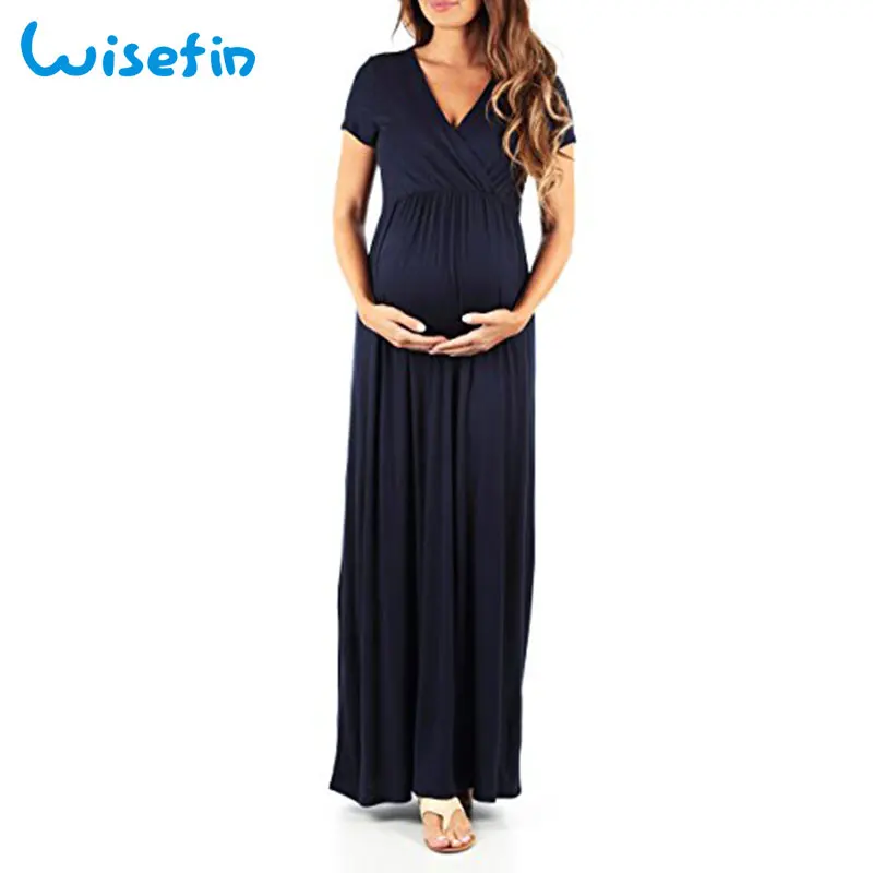

Summer Pregnant Clothing Long Dress Maternity Dress Photography Short Sleeve Pregnant Dresses Maternity Clothes Vestidos D40