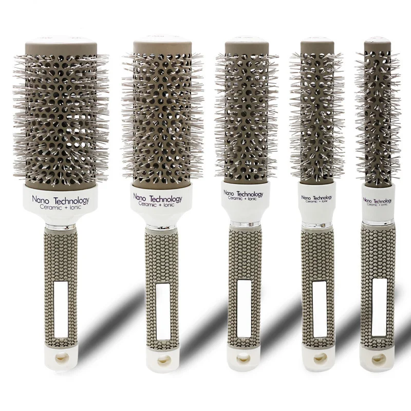 Professional Hair Dressing Brushes High Temperature Resistant Ceramic Iron Round Comb 5 size