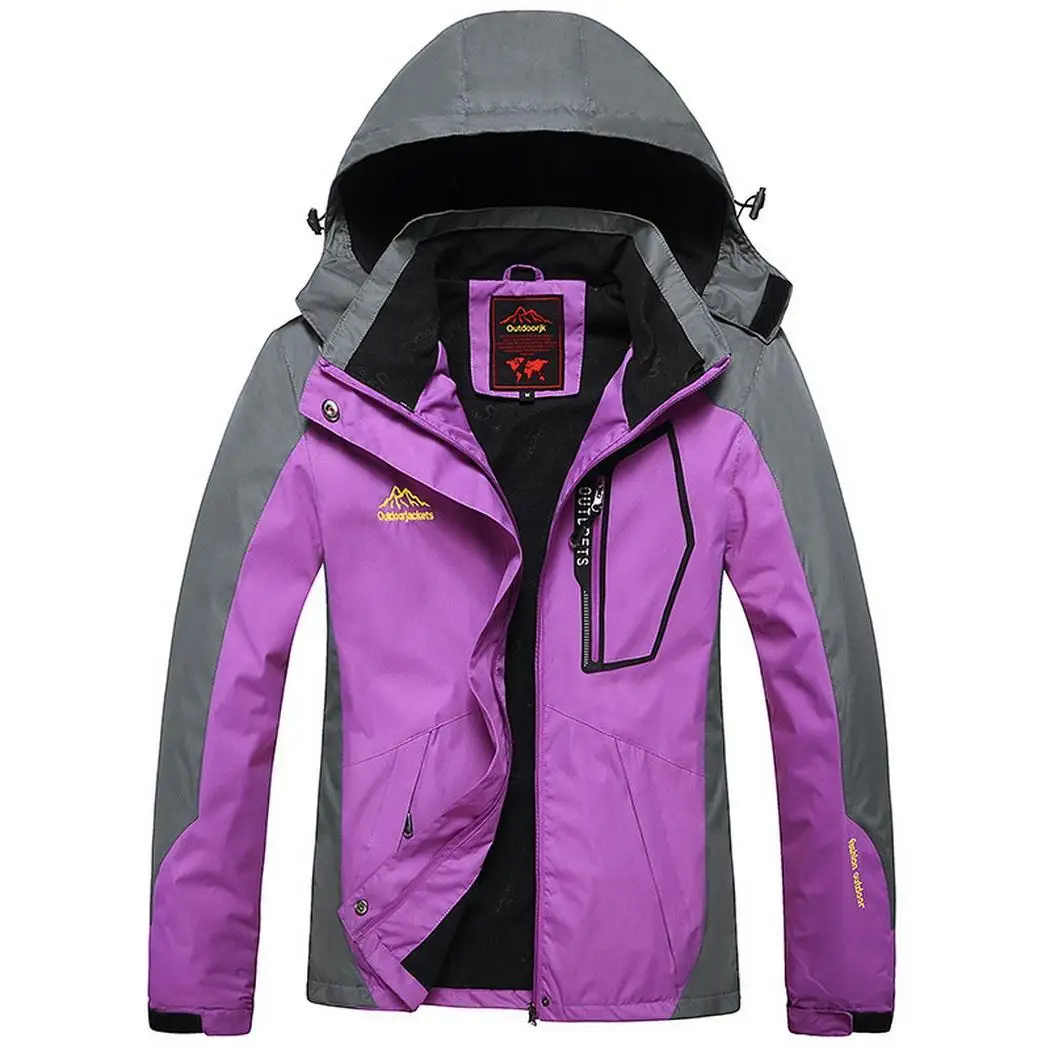 

Women Casual Patchwork Mountain Waterproof Ski Pocket Outdoor Jacket All Seasons Hooded Regular Windproof Coat