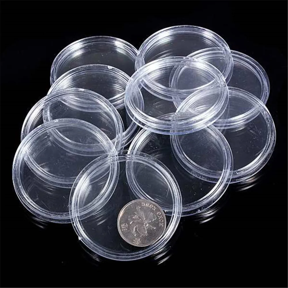 

10pcs Capsules for Coins Transparent Coin Capsules Crafts Containers Storage/Collection Boxes Holders Diameter 18mm-50mm Round