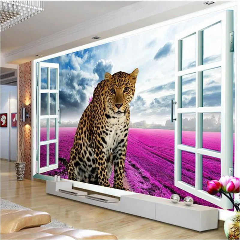 Mural Wallpaper for Living Room HD Animal Cheetah Lavender ...