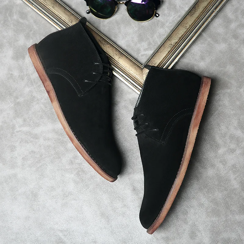 

Ankle Round Toe Zip Men Chelsea Boots Low Sewing Vintage Motorcycle Boots Solid Autumm British Style Shoes