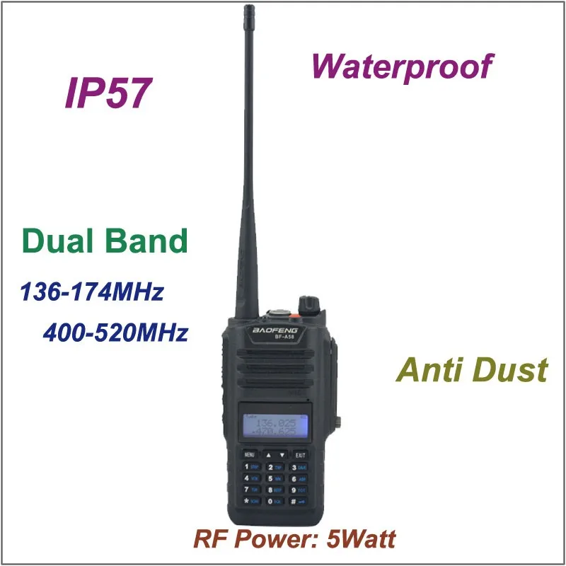 BAOFENG рация BF-A58 IP57 Водонепроницаемая двухсторонняя радио 136-174/400-520 МГц водонепроницаемое радио с Бесплатные наушники